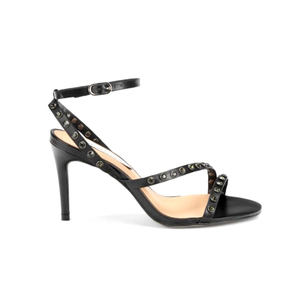 SAKS Fifth Avenue Black Leather Studded Women's Heels